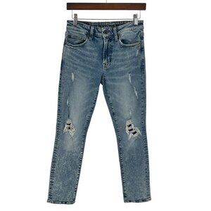 American Eagle Mens Distressed Flex Jeans Size 28 Light Wash Denim Straight Leg